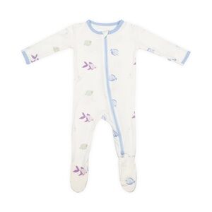 Bamboo Little Blue Fish Zippered Footie